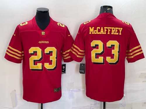 Mens San Francisco 49ers #23 Christian McCaffrey Red Gold Vapor Untouchable Limited Stitched Jersey